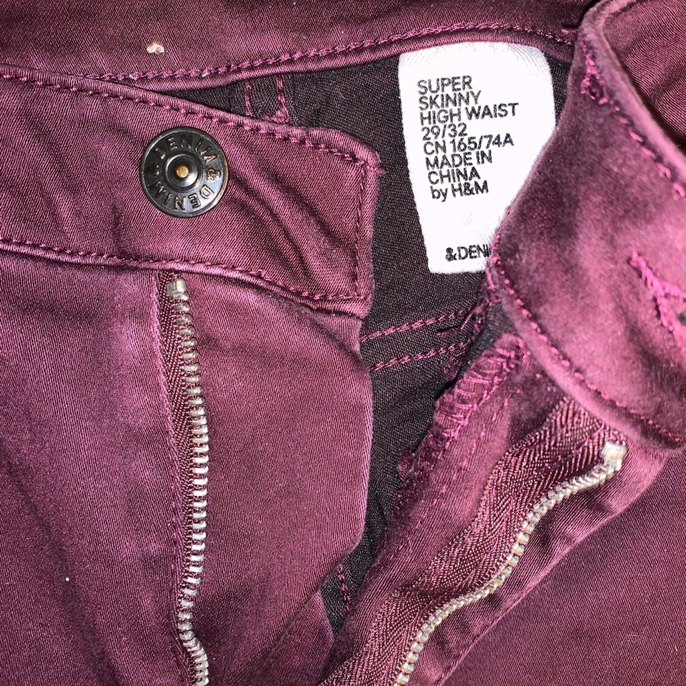 High Waisted Maroon Skinny Jeans (H&M)